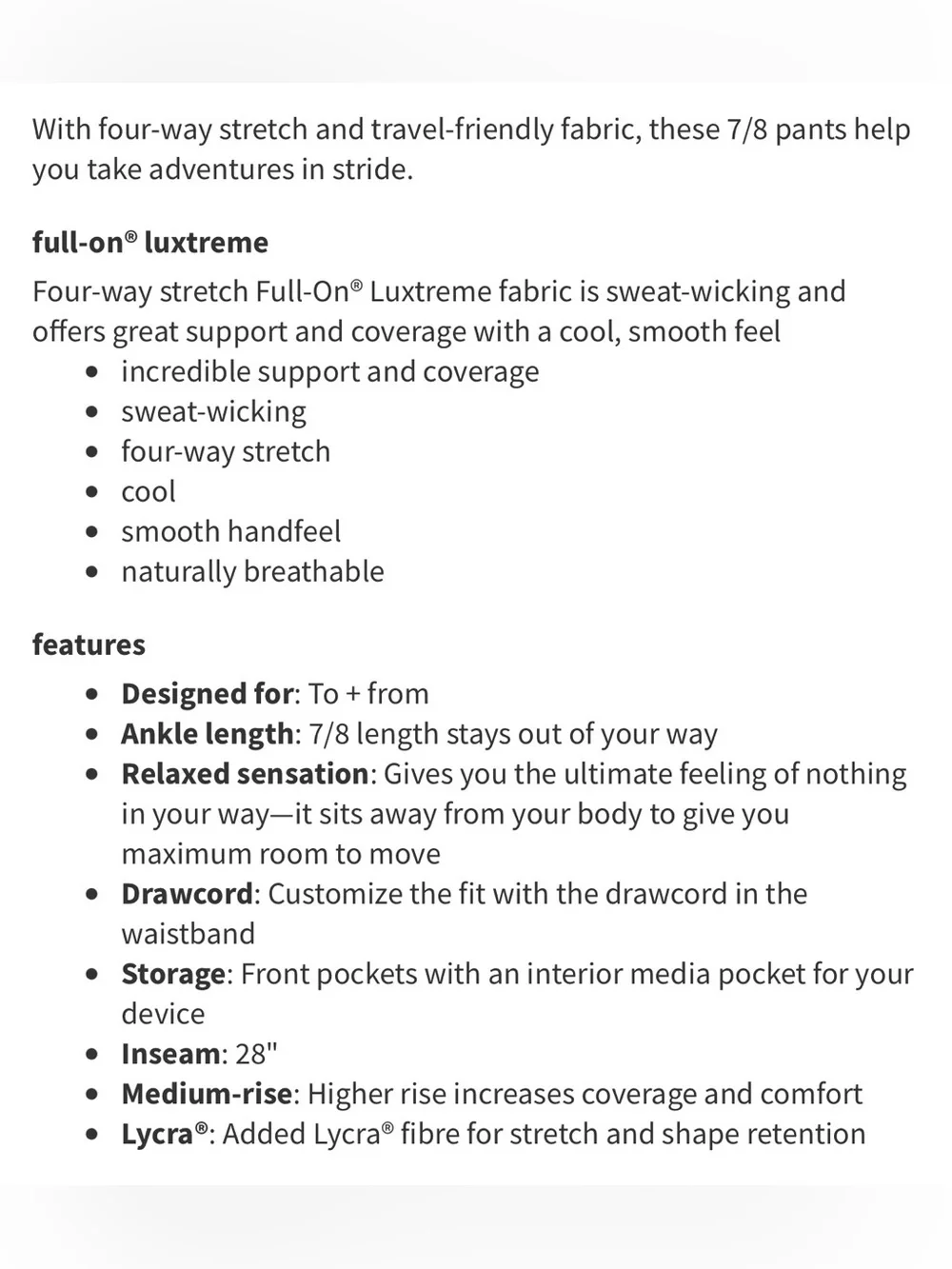 Lululemon On The Fly Pant (28